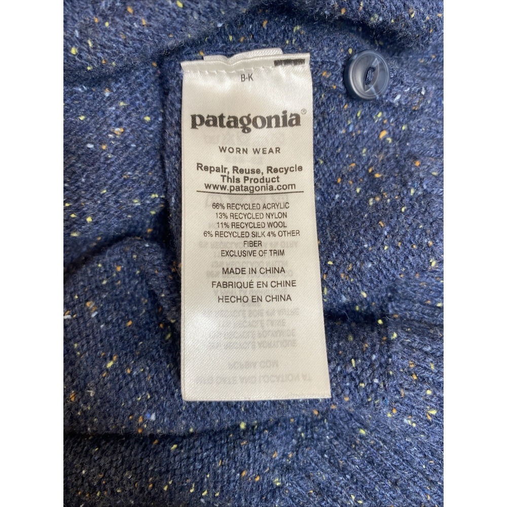 PATAGONIA Off Country Hoodie Sweater Women Size XS Blue Speckle Kangaroo Pocket - Picture 4 of 7